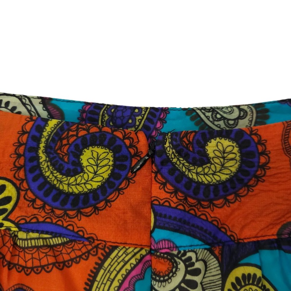 Vintage Glam Paisley Silk Mini Skirt Women S Orange Turquoise Purple Made In USA - Picture 7 of 10